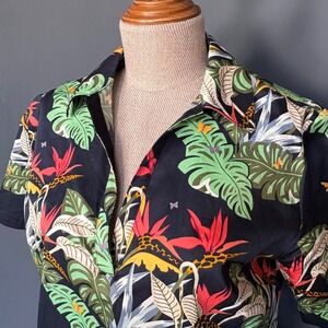 Brooks Brothers Floral Dress | Size 8 | Navy Hawaiian Cotton Stretch